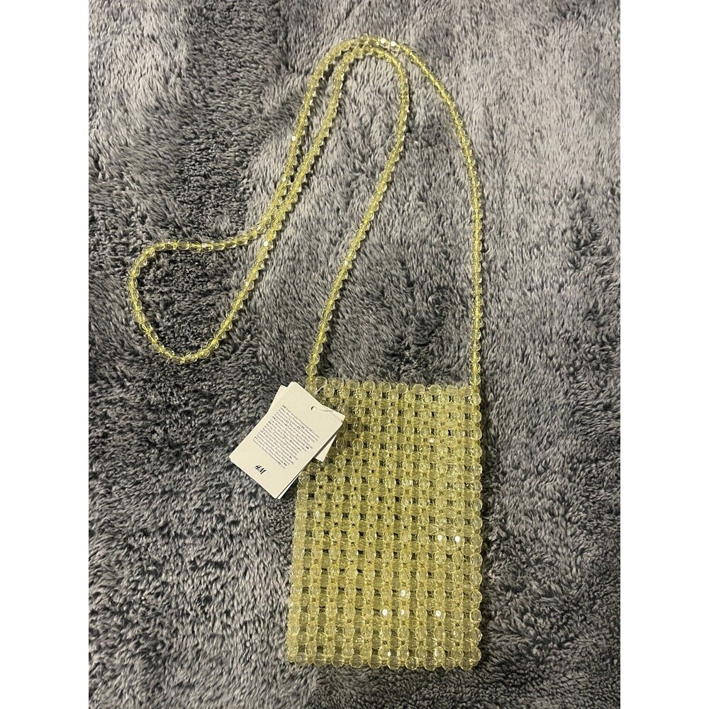 NWT H&M Women's Small Beaded Crossbody Pouch Shoulder Bag - Yellow